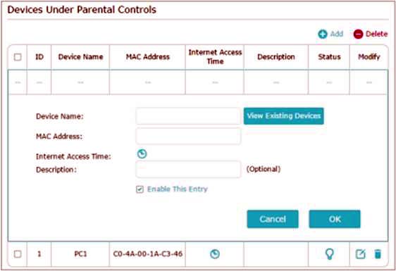 تنظیمات devices under parental contrals
