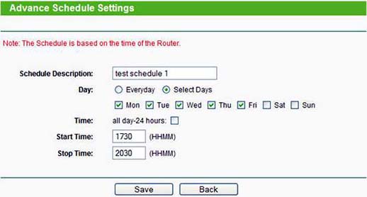 تنظیمات advance schedule setting  در کنترل کودکان در اینترنت 